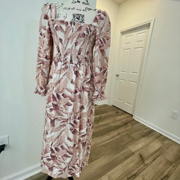 HOUSE OF HARLOW 1960 MAXI DRESS BY REVOLVE PALM TREE LEAVES MOCCA/TAN Sz M CHIC - Picture 8 of 15